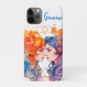 Capa Para iPhone 11 Pro Astrologia zodiac de Gemini em aquarela