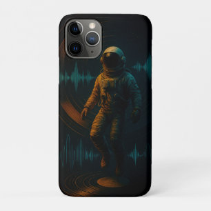 Capa Para iPhone 11 Pro Astronauta Flutuante na Arte Sonora Glitchwave