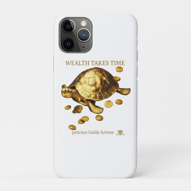 Capa Para iPhone 11 Pro AURALUXY™ Tartaruga Dourada – Mentalidade de Rique (Verso)