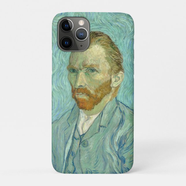 Capa Para iPhone 11 Pro Autorretrato de Vincent Van Gogh com Fundo Azul (Verso)