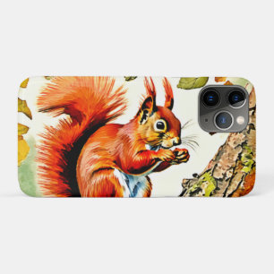 Capa Para iPhone 11 Pro Autumn Squirrel Art