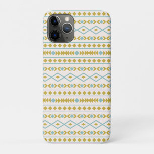 Capa Para iPhone 11 Pro Aztec Formas Padrão Creme Dourado de Teal