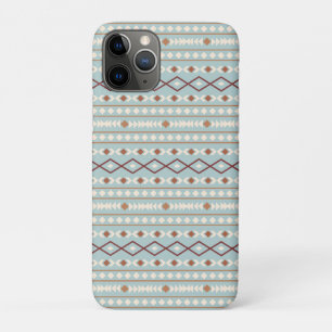 Capa Para iPhone 11 Pro Aztec Formas Rpt Padrão Rusts Cream Azul-Teal