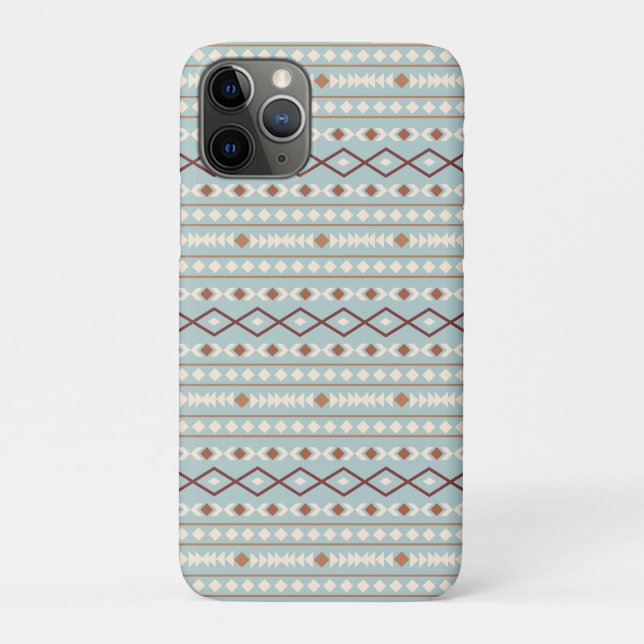 Capa Para iPhone 11 Pro Aztec Formas Rpt Padrão Rusts Cream Azul-Teal (Verso)