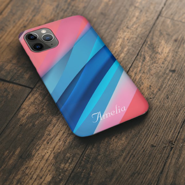 Capa Para iPhone 11 Pro Azul-coral de onda geométrica (Criador carregado)
