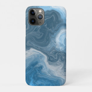 Capa Para iPhone 11 Pro Azul e Branco Marble Água como Arte Fluida