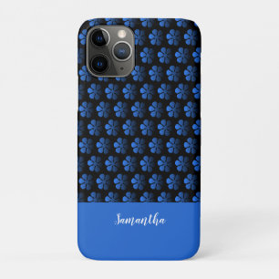 Capa Para iPhone 11 Pro Azul Floral Personalizado
