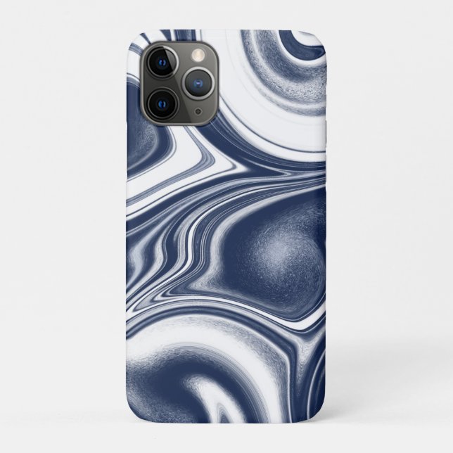 Capa Para iPhone 11 Pro Azul marmoreado (Verso)