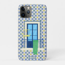Capa Para iPhone 11 Pro Azulejos portugueses e varanda de janela com aves