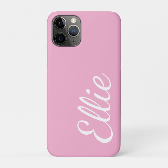 Capa Para iPhone 11 Pro Baby Pink Bliss | Nome Personalizado em Letra Curs (Verso)