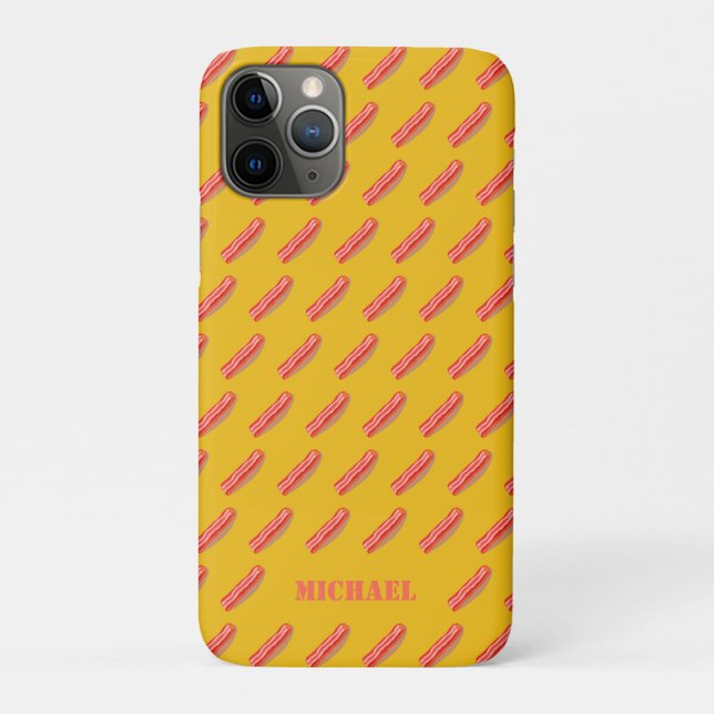 Capa Para iPhone 11 Pro Bacon Personalizado Engraçado (Verso)
