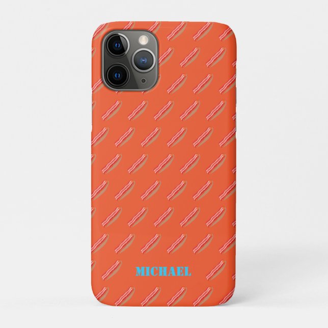 Capa Para iPhone 11 Pro Bacon Personalizado Engraçado (Verso)