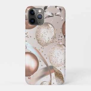 Capa Para iPhone 11 Pro Balões Rosa Dourado Rosa e Balões Glitter