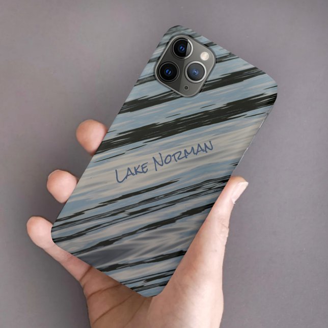 Capa Para iPhone 11 Pro Bandas de Diagonal do Lago Azul e Preta (Criador carregado)