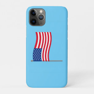 Capa Para iPhone 11 Pro Bandeira Americana em Fundo Azul