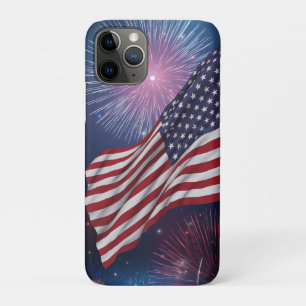 Capa Para iPhone 11 Pro Bandeira Americana & Fogos de Artifício