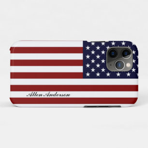 Capa Para iPhone 11 Pro Bandeira Americana Nome Pessoal ou Monograma