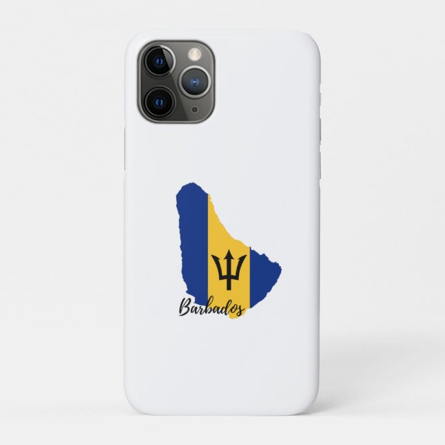 Capa Para iPhone 11 Pro Barbados Bandeira Mapa (Verso)