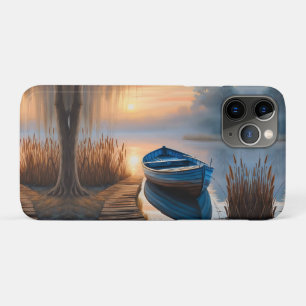 Capa Para iPhone 11 Pro Barco azul russo Reflexão do Céu da Manhã
