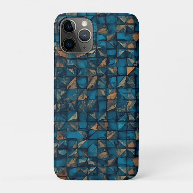 Capa Para iPhone 11 Pro Beautiful Patchwork "Look" in Dark Teal (Verso)