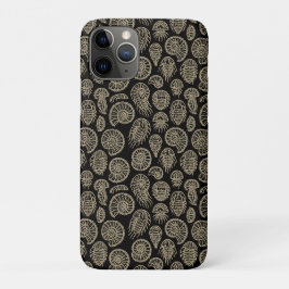 Capa Para iPhone 11 Pro Beige venenoso fóssil trilobite padrão amonita