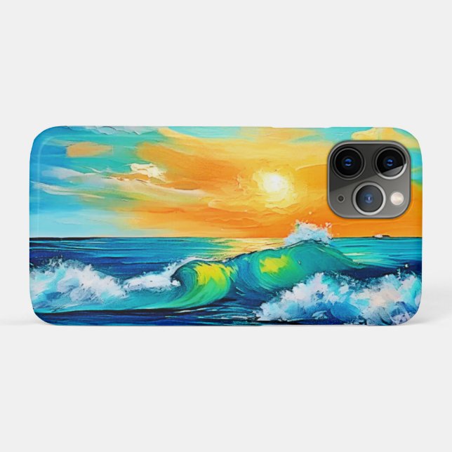 Capa Para iPhone 11 Pro Beijo do Oceano: Ondas Sunset (Verso (horizontal))