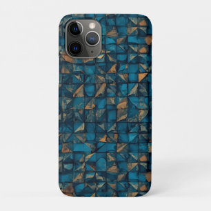 Capa Para iPhone 11 Pro Bela Aparência de Patchwork em Teal Escuro
