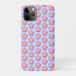 Capa Para iPhone 11 Pro Belas flores cor-de-rosa em azul claro