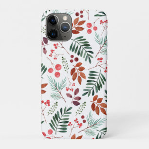 Capa Para iPhone 11 Pro Belo Berry e Branch Watercolor Winter