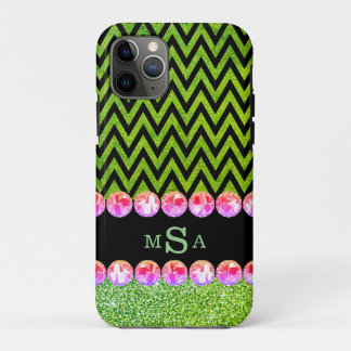 Capa Para iPhone 11 Pro Belo Elegante Glitter Glitter Verde