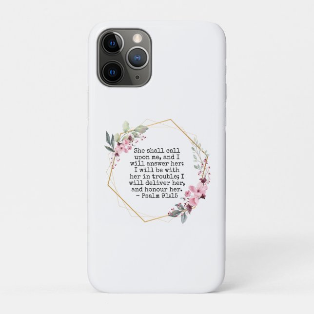Capa Para iPhone 11 Pro Belos Flores Psalm 91 iPhone 11 Pro Case (Verso)