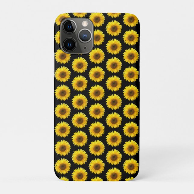 Capa Para iPhone 11 Pro Belos girassóis em preto (Verso)