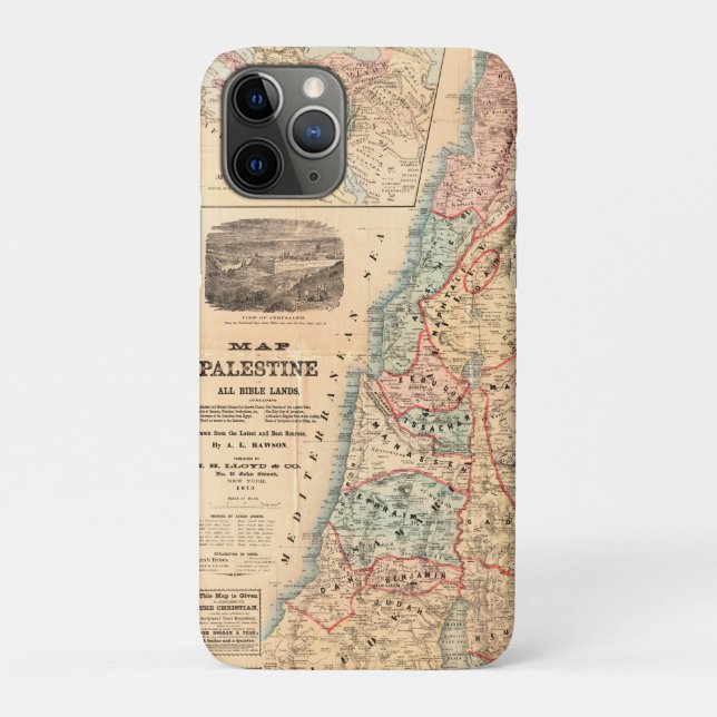 Capa Para iPhone 11 Pro Bíblico-Terras-Mapa-Caso Histórico (Verso)