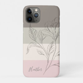 Capa Para iPhone 11 Pro Bloco de Cores do Creme de Taupe Rosa Personalizad