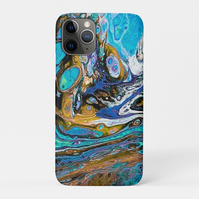 Capa Para iPhone 11 Pro Blue Beach, River water and stones abstrato art (Verso)
