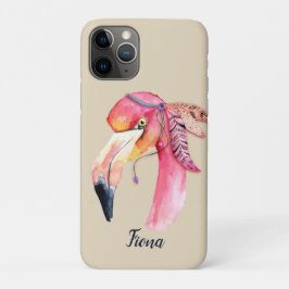 Capa Para iPhone 11 Pro Boho Fiona Flamingo Personalizado