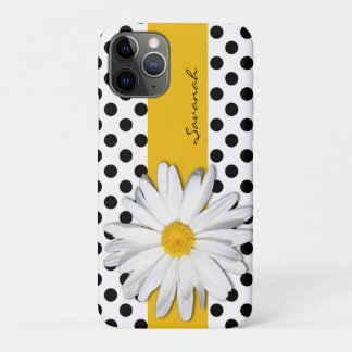 Capa Para iPhone 11 Pro Bolinhas brancas e pretas, caso Daisy iPhone 11