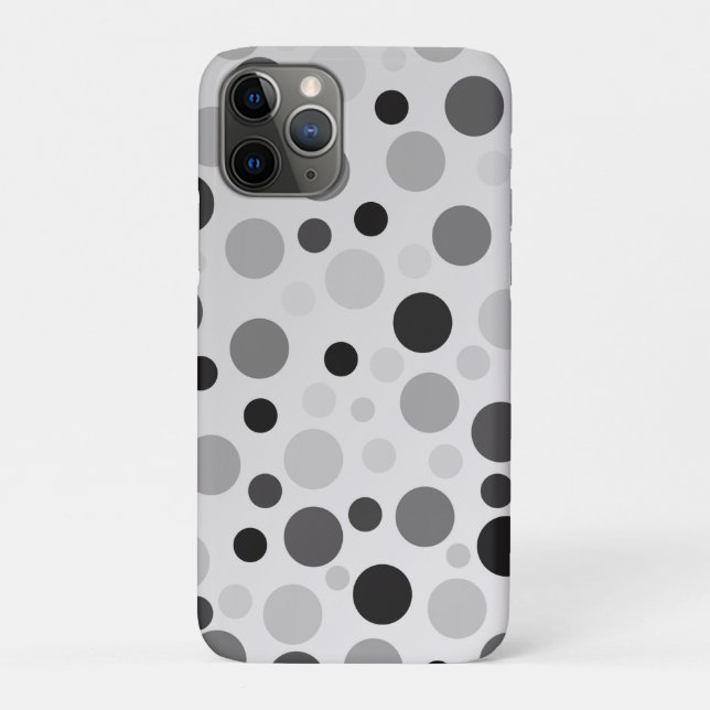 Capa Para iPhone 11 Pro Bolinhas Pretas E Cinzas, (Verso)