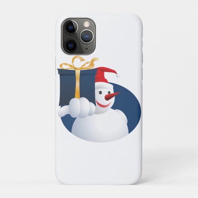 Capa Para iPhone 11 Pro Boneco de neve entrega presente... (Verso)