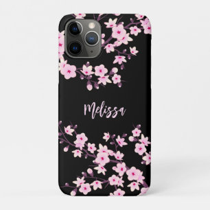 Capa Para iPhone 11 Pro Bonito Floral Cherry Blossoms Monograma