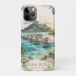Capa Para iPhone 11 Pro Bora Bora, Polinésia Francesa com bangalôs