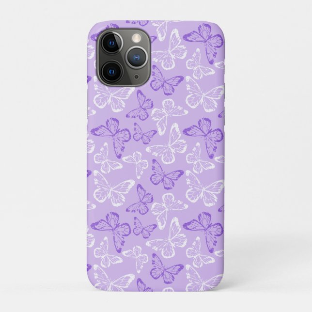 Capa Para iPhone 11 Pro Borboleta Roxa (Verso)