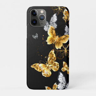 Capa Para iPhone 11 Pro Borboletas Douradas e brancas