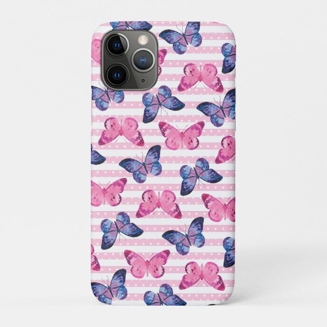 Capa Para iPhone 11 Pro Borboletas Rosa Fofas (Verso)