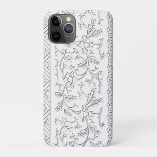 Capa Para iPhone 11 Pro Borda de rolagem branca do Vintage Chinoiserie