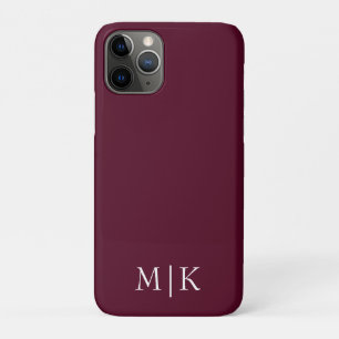 Capa Para iPhone 11 Pro Borgonha e Branco Monograma Moderno