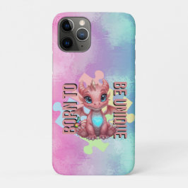 Capa Para iPhone 11 Pro Born to Be Unique Cute Pink Dragon– Inspirational