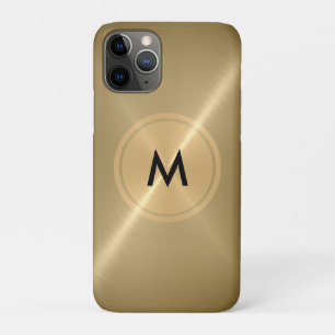 Capa Para iPhone 11 Pro Botão Dourado e metal de aço inoxidável em bronze