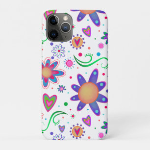 Capa Para iPhone 11 Pro Branca Floral Padrão de Diversão Girly Inspirivity