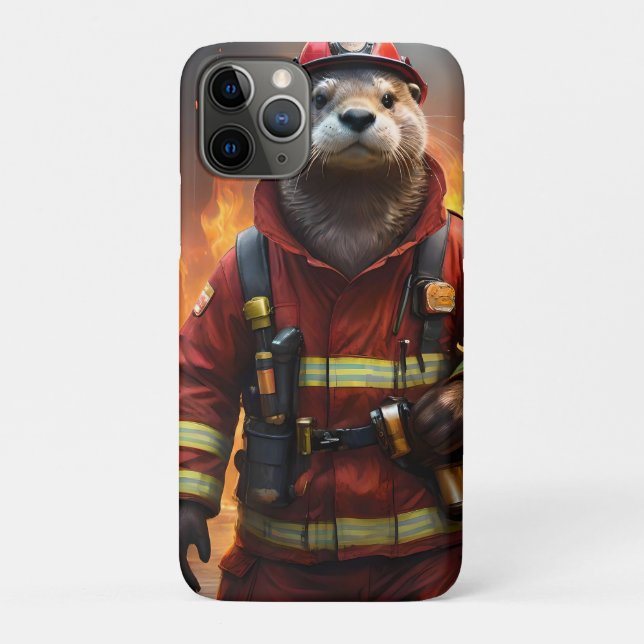 Capa Para iPhone 11 Pro **"Bravura De Borracha: O Bombeiro Mais Ocupado"** (Verso)
